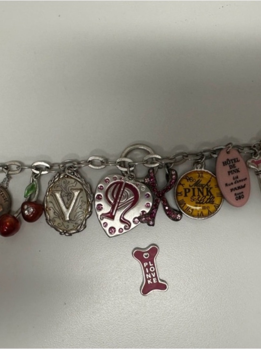 PINK Victoria's Secret Silver Charm Bracelet with Pink, Red and Yellow Accents - Picture 3 of 8